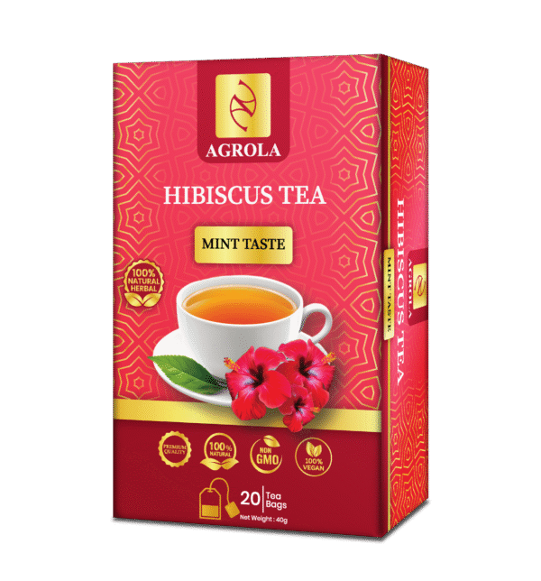 AGROLA Ceylon Hibiscus Spearmint Herbal Tea  20 Tea Bags  Caffeine Free Antioxidant Wellness Tea